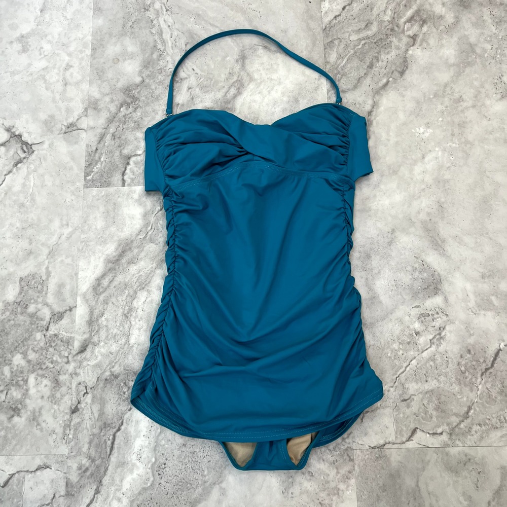 Kenneth Cole Teal One‎ Piece Swim Bathing Suit Size Medium M Halter